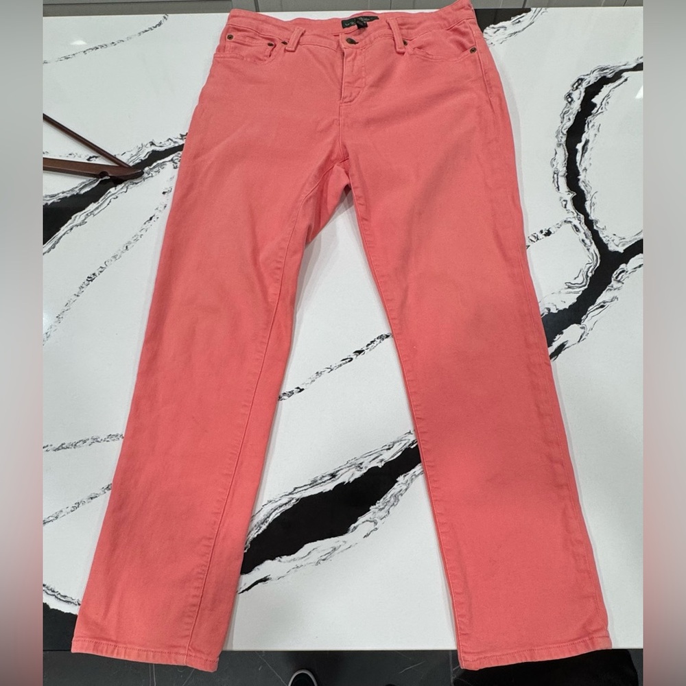 Lauren Jeans Co RL Modern Straight Ankle Jeans in Coral Size 12